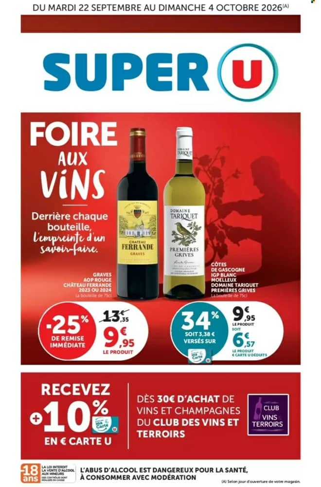 Couverture du catalogue Super U, valable 22 septembre 2026 – 4 octobre 2026
